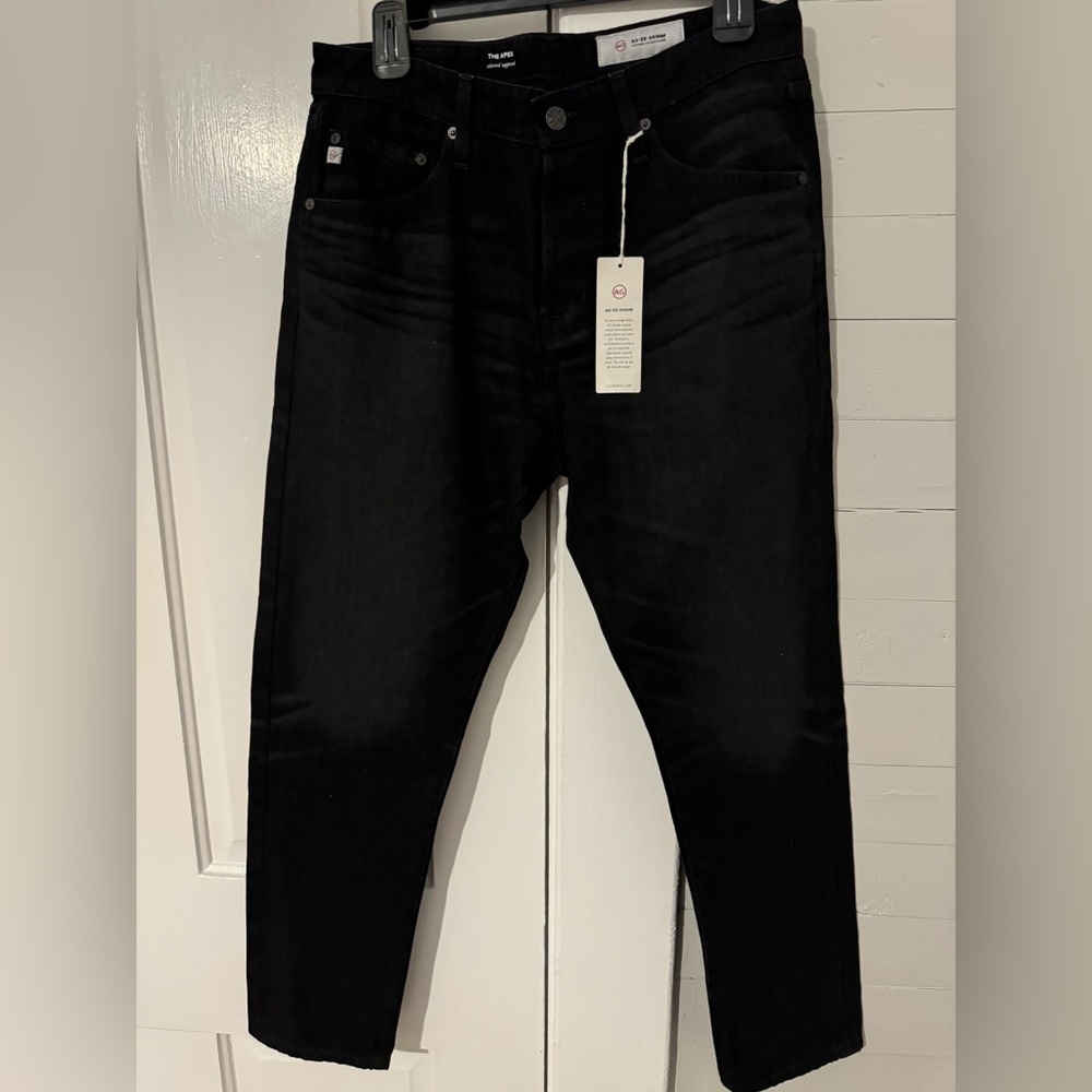 NWT AG Adriano Goldschmied The Apex tapered black jeans size 30